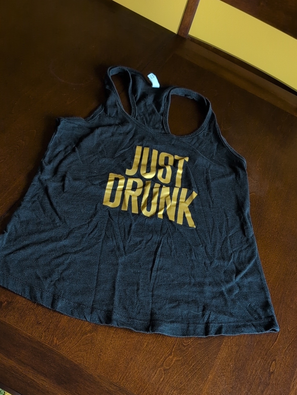 Black Tank Top with Gold Print